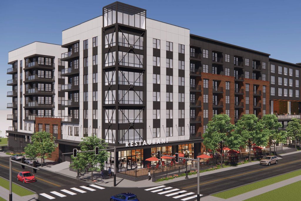 Trevato Group’s Block Nine mixed-use development will be bordered by Jackson, Stonewall, Park and Chelsea streets. | Rendering/DDRB