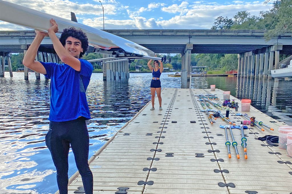 Niek and Avisa, launching for First Coast Rowing Club.