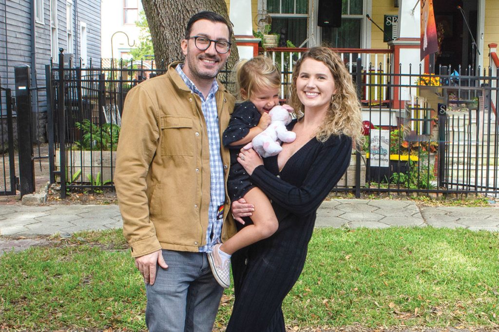 Josh Gellers, his wife Allie Armstrong and daughter Lillie Faye Gellers attend Porchfest in Springfield.