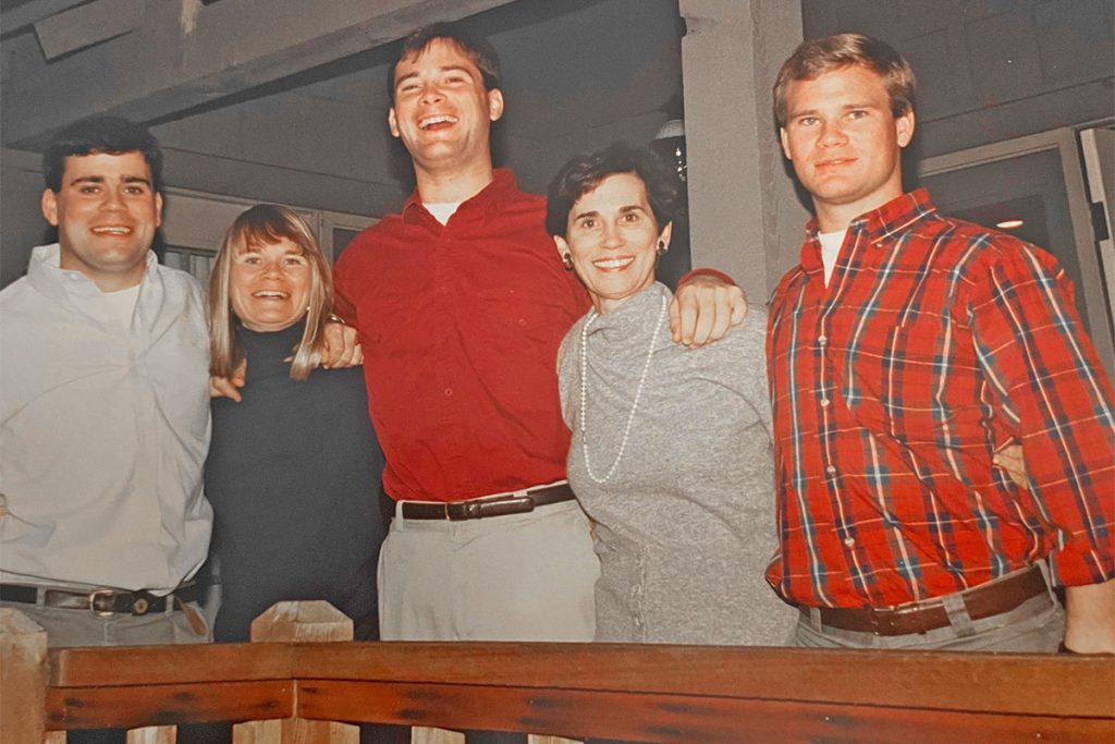 Agnes, second from right, with her adult children David, Margaret, Quinn and Ellis.