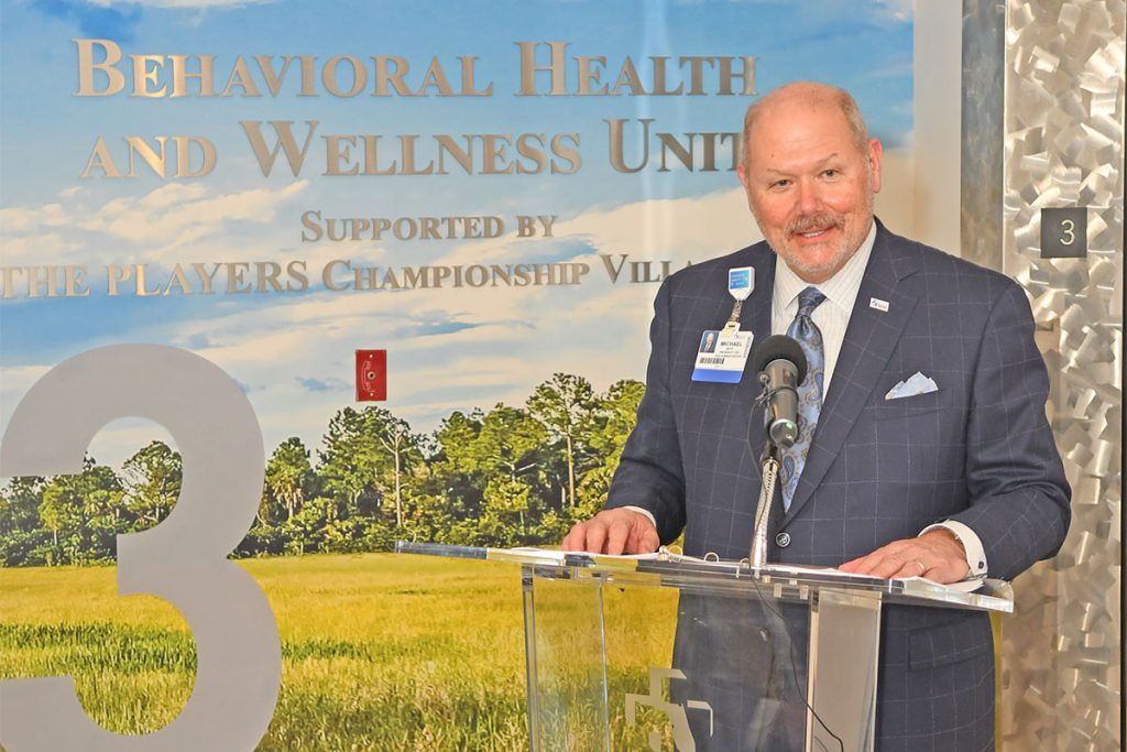 Michael A. Mayo, president and CEO of Baptist Health, speaks at the ribbon-cutting ceremony.