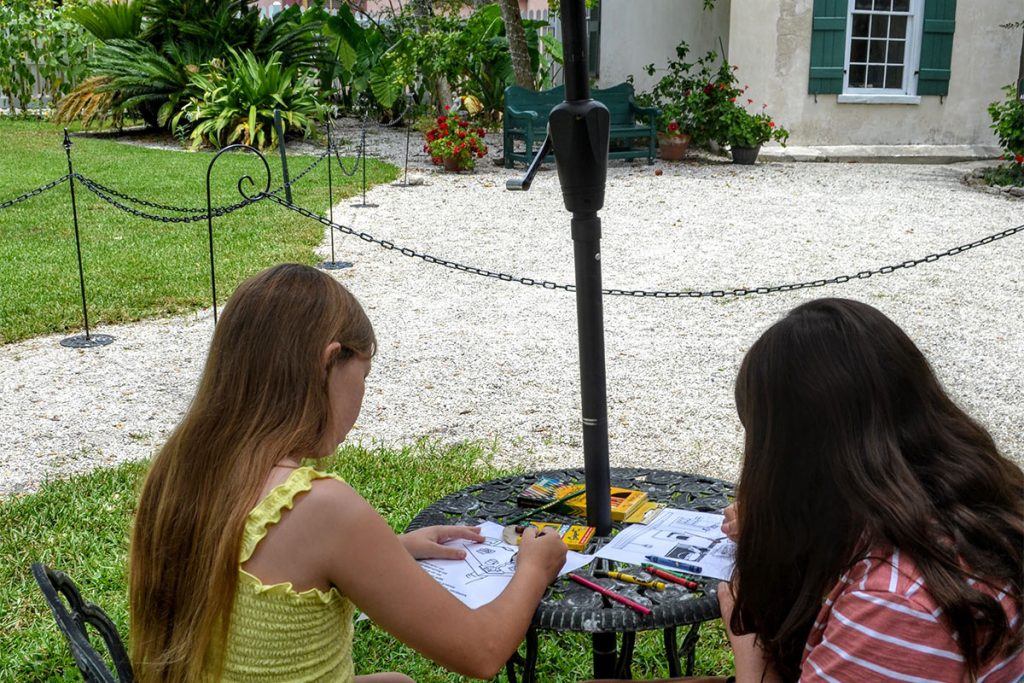 Children enjoy the scavenger hunt at the Ximenez-Fatio House.