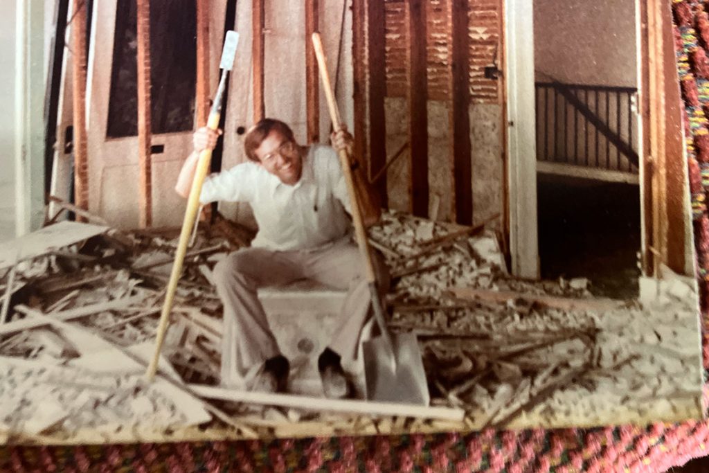 John Curington amid renovations.