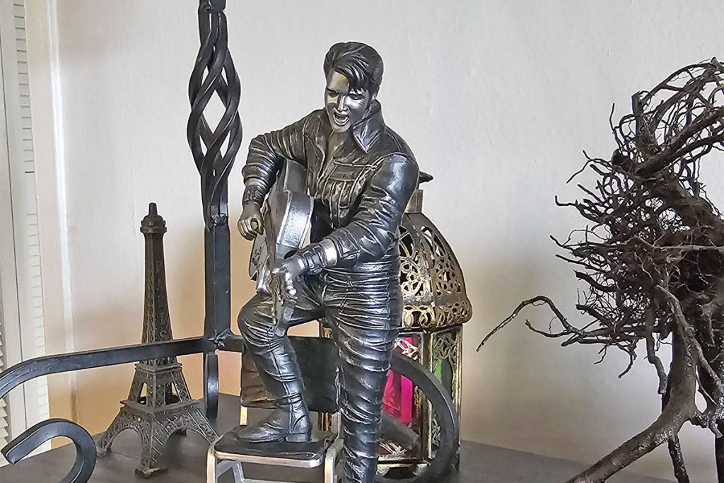 A sculpture of Elvis Presley presides over the living room at Nistra’s home. Before ever finding his Murray Hill home, Nistra originally purchased the memento for his father, who had been a big Elvis fan. His father passed before he could give it to him and Nistra brought it along in their move to Murray Hill, oblivious to their home’s ties to Presley.