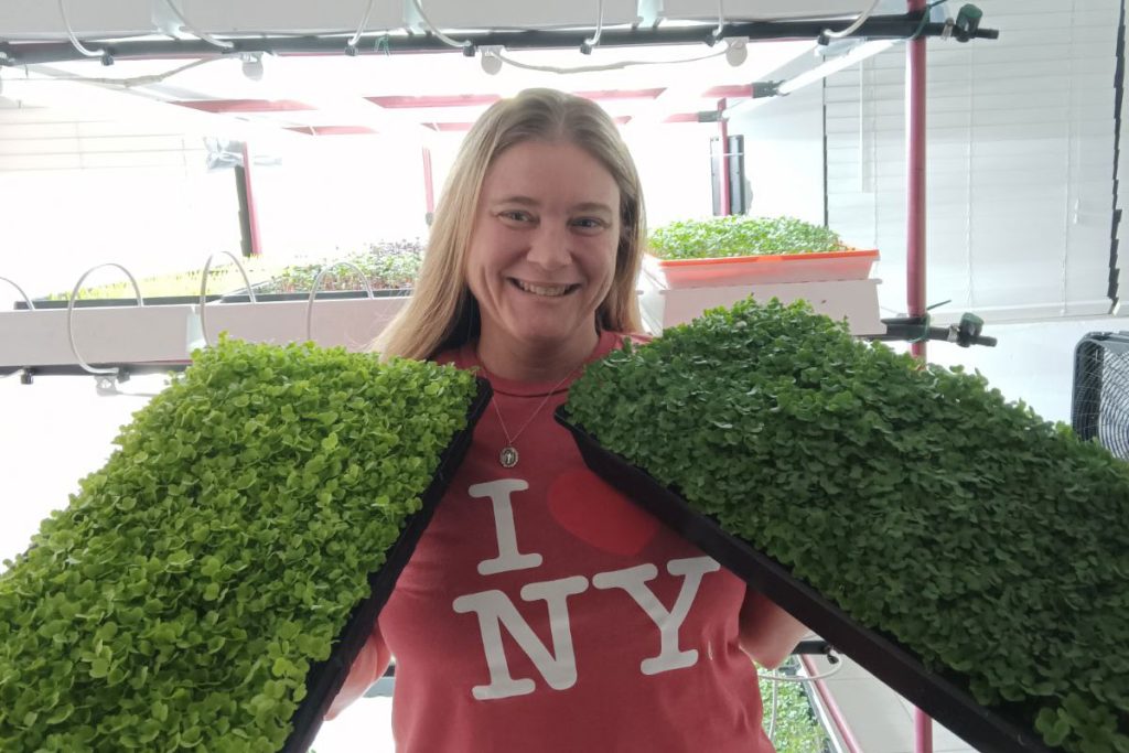 Sonya Hanlin with her microgreens.