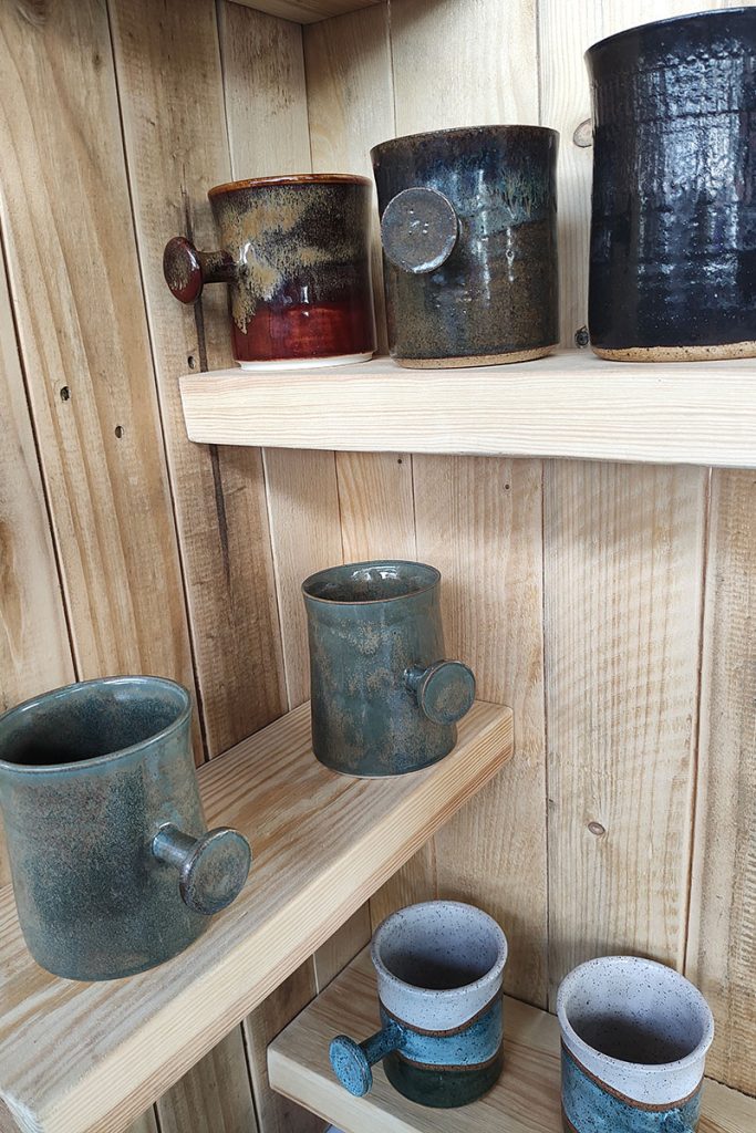 Knob handled mugs at Apollo’s Pots