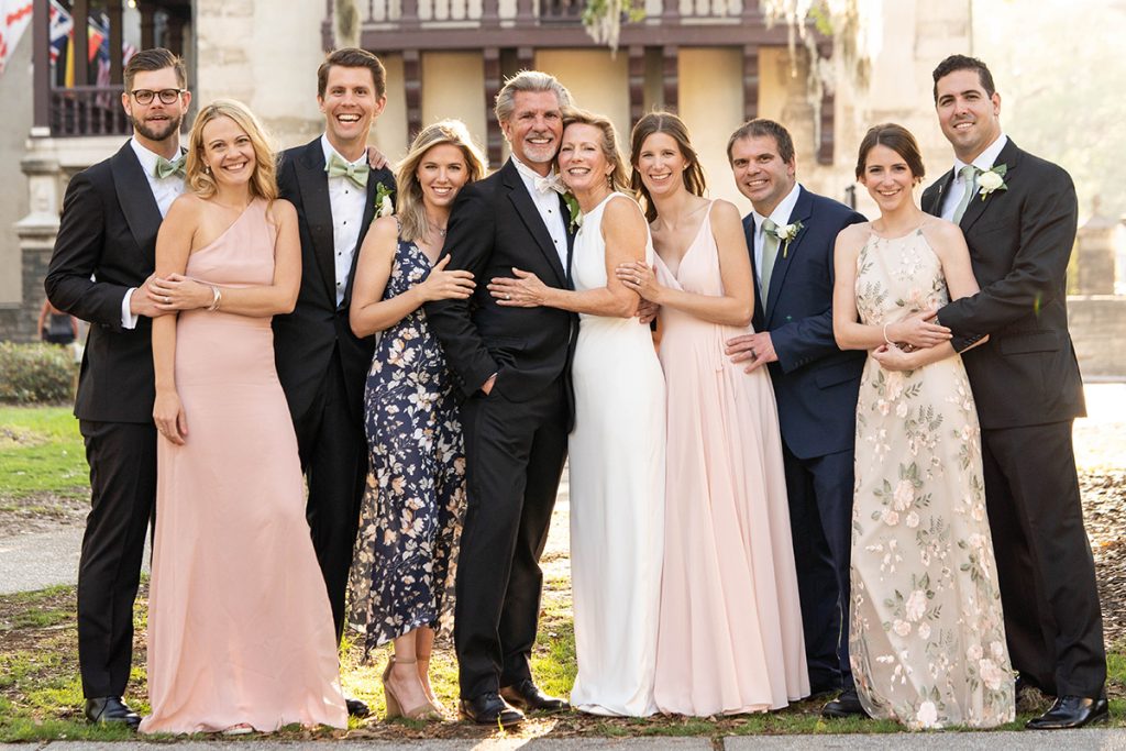 Brooks Andrews and Cathie Clark celebrate their marriage with their family, including Weston, Lauren, Morgan, Sara, Brooks, Cathie, Lindsay, Doug, Kelly and Taylor.
