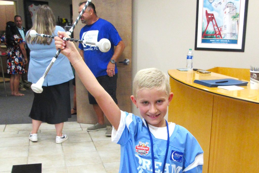 Dream Team member Kennedy Harris likes to twirl batons.