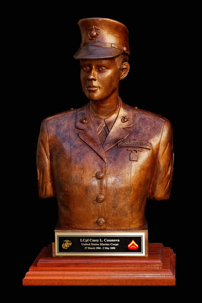 A bust of fallen Marine Casey Casanova