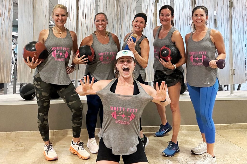 Personal trainer Britt Aubley with her Britt Fitt small group class