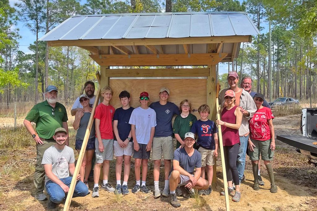 Troop 26’s most recent Eagle Project is a trail kiosk sign for the Florida Trailnear Gold Head Branch State Park, completed by William Allen V.