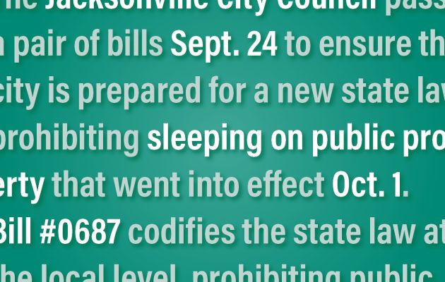 Jacksonville prepares for state law banning sleeping on public property
